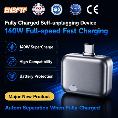 140W Smart Auto Stop Charging Adapter - USB-C Fast Charger with Physical Cut-Off and Automatic Power-Off Timer for Phones, Tablets, and All USB Devices, Preventing Overcharging and Extending Battery Life